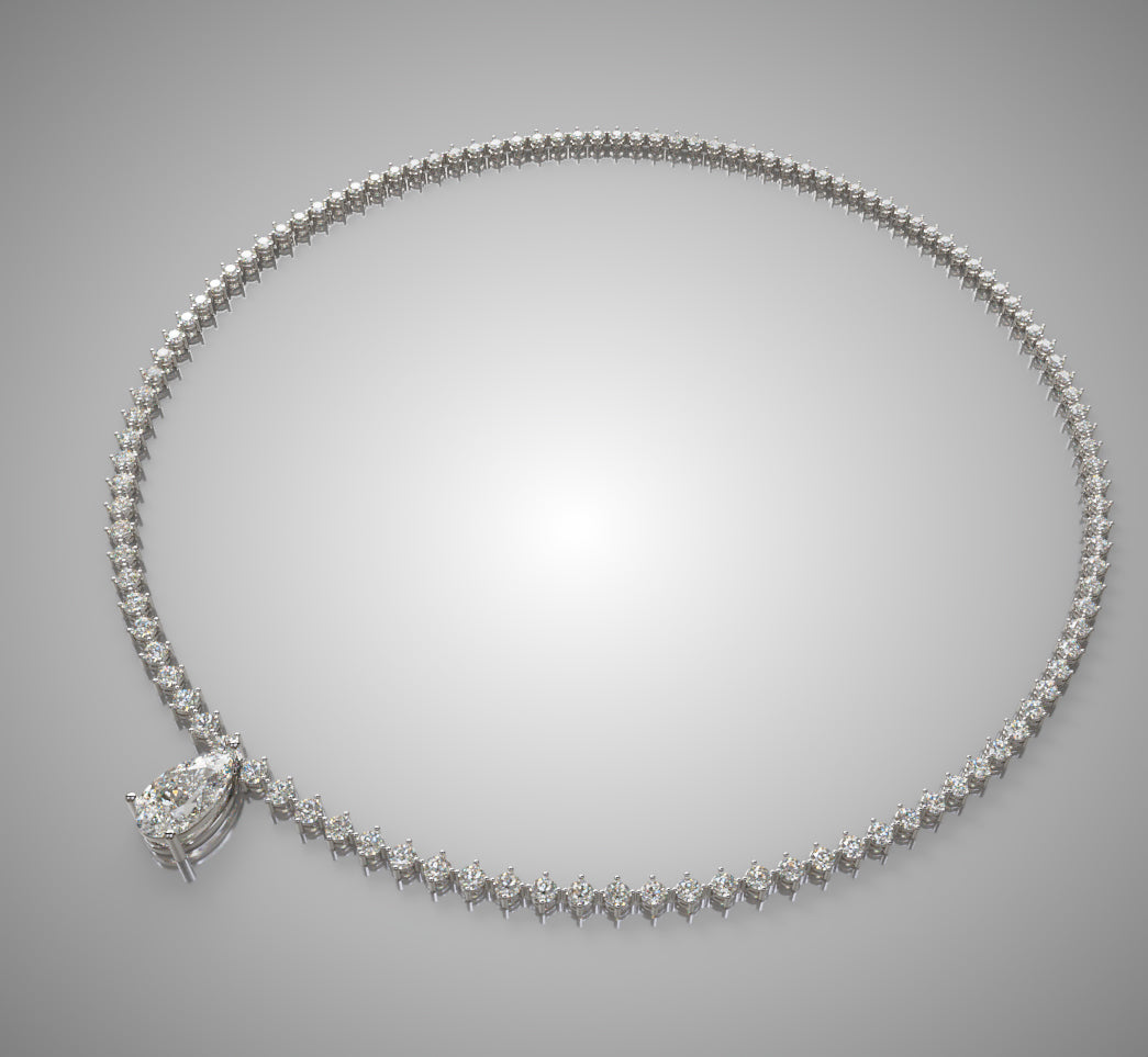 Tapered Link Pear Diamond  Necklace image 9