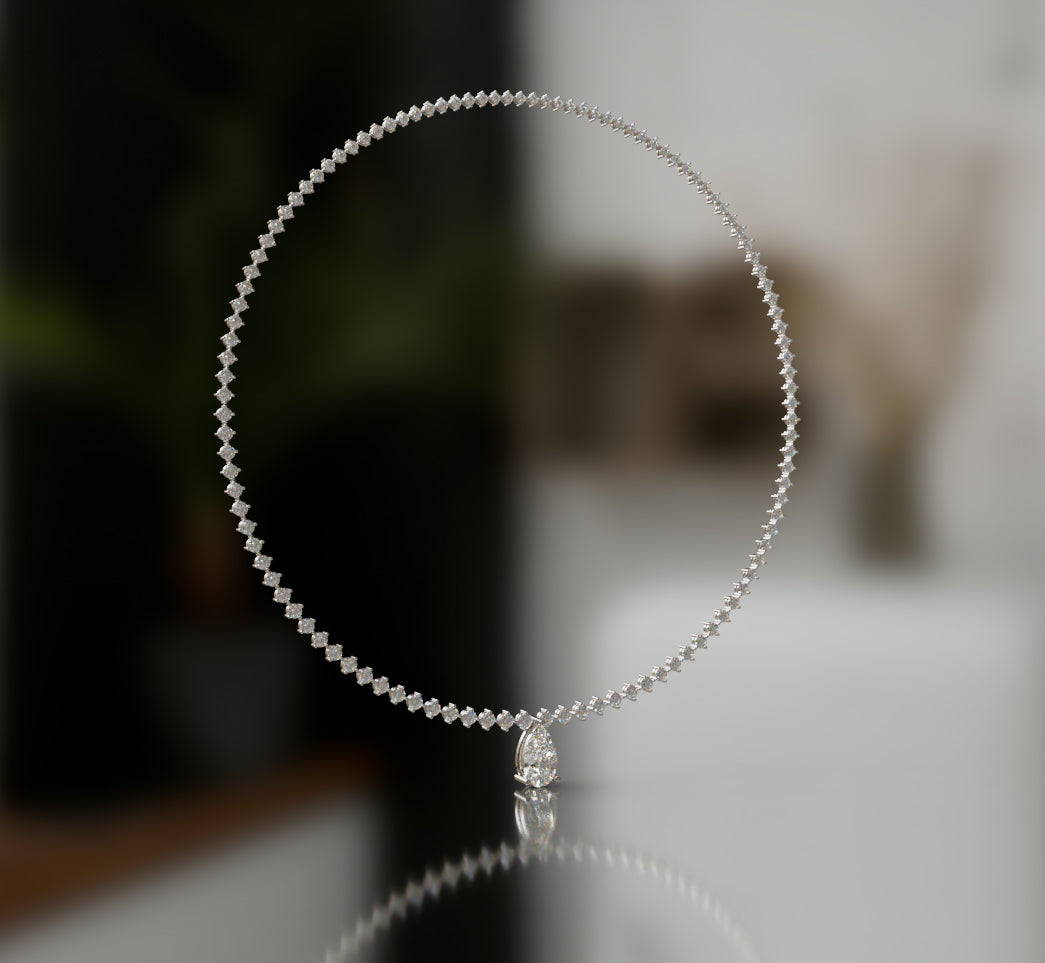 Tapered Link Pear Diamond  Necklace image 4