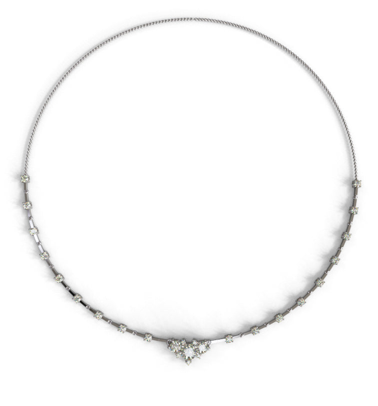 Three Stone Center Diamond Link Necklace image 7