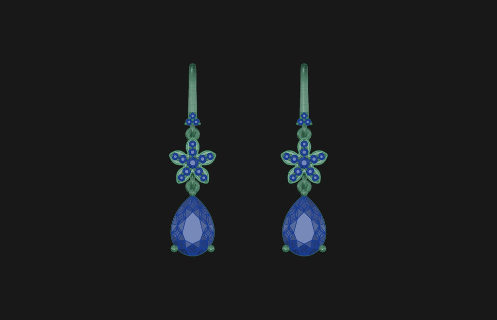 Flower Pear Diamond Dangle Earring image 10