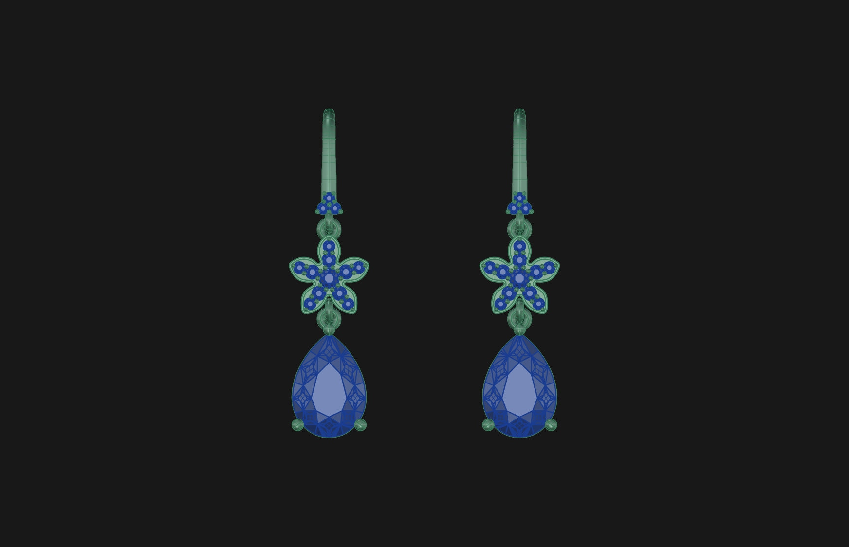 Flower Pear Diamond Dangle Earring image 10