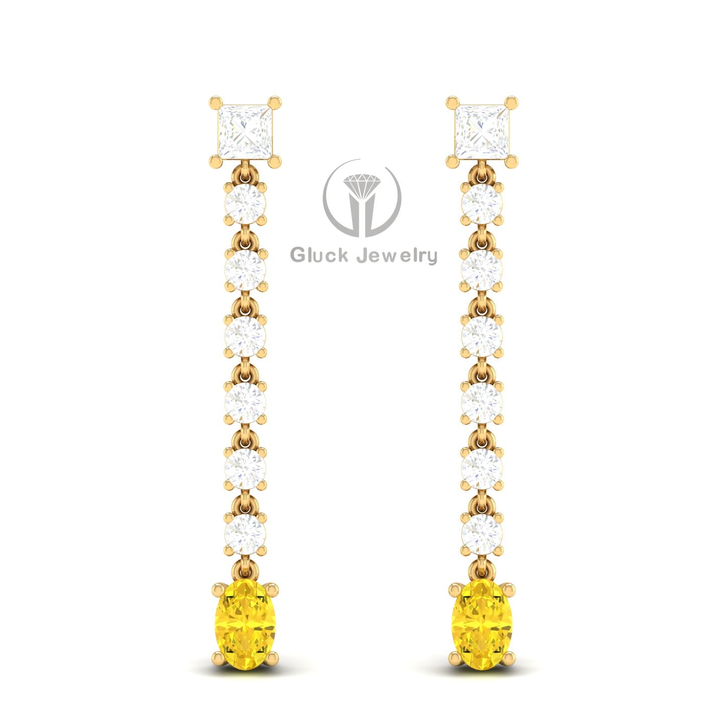 Drop Earring with Yellow Sapphire image 5