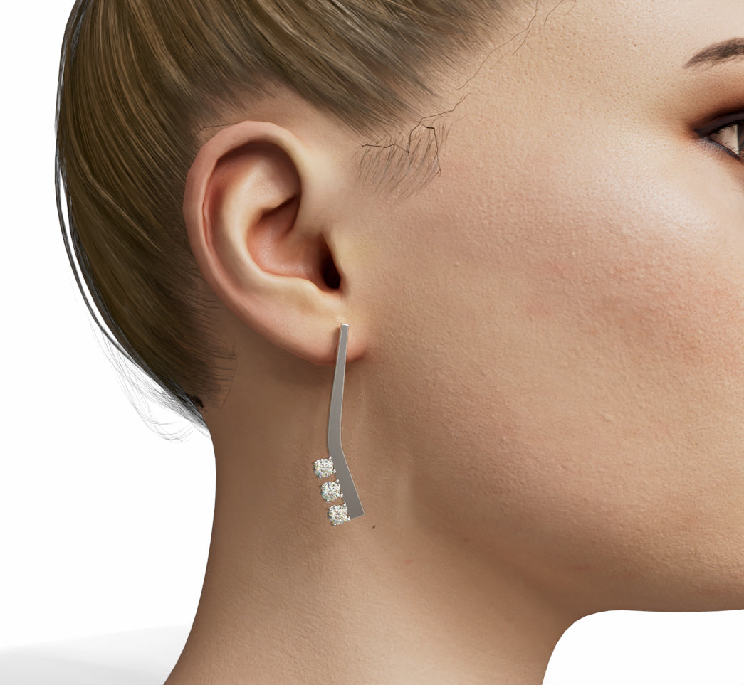 Solid Curved Diamond Earring image 0