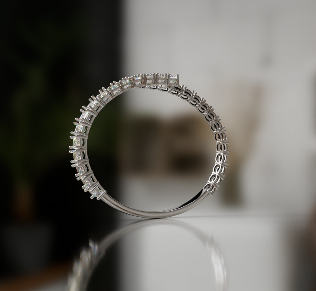 Round Black Onyx and Emerald Diamond Bangle image 8