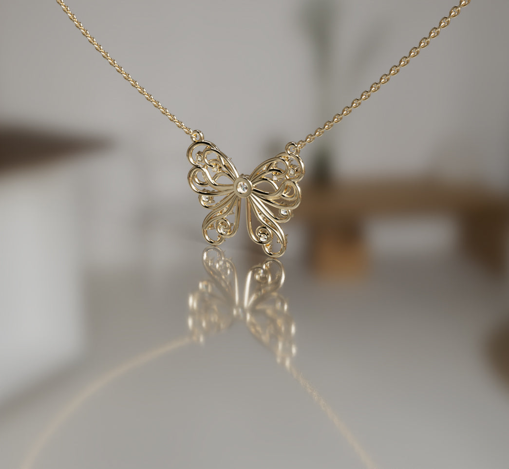 Butterfly Flower Fancy Diamond Pendant image 8