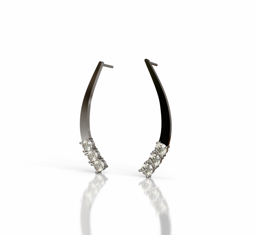 Solid Curved Diamond Dangle Earring image 1