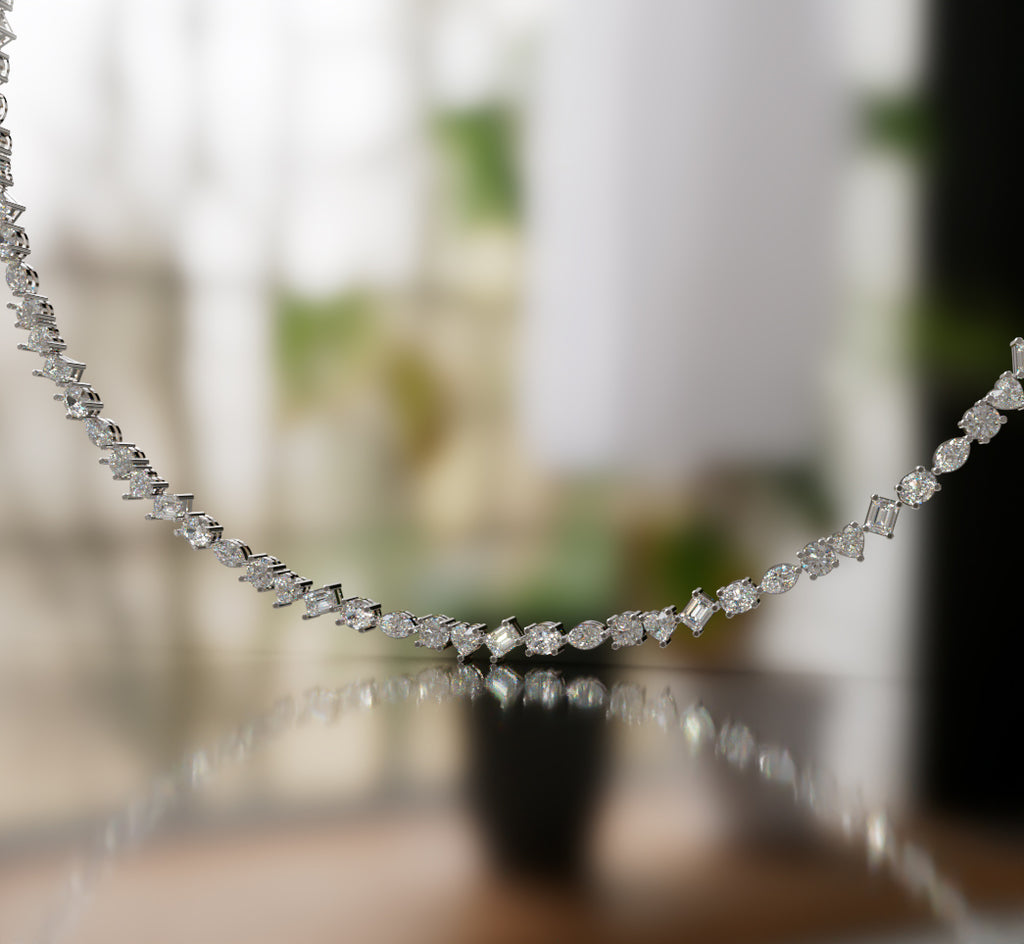 Mirror Fancy Shapes Diamond Necklace image 4