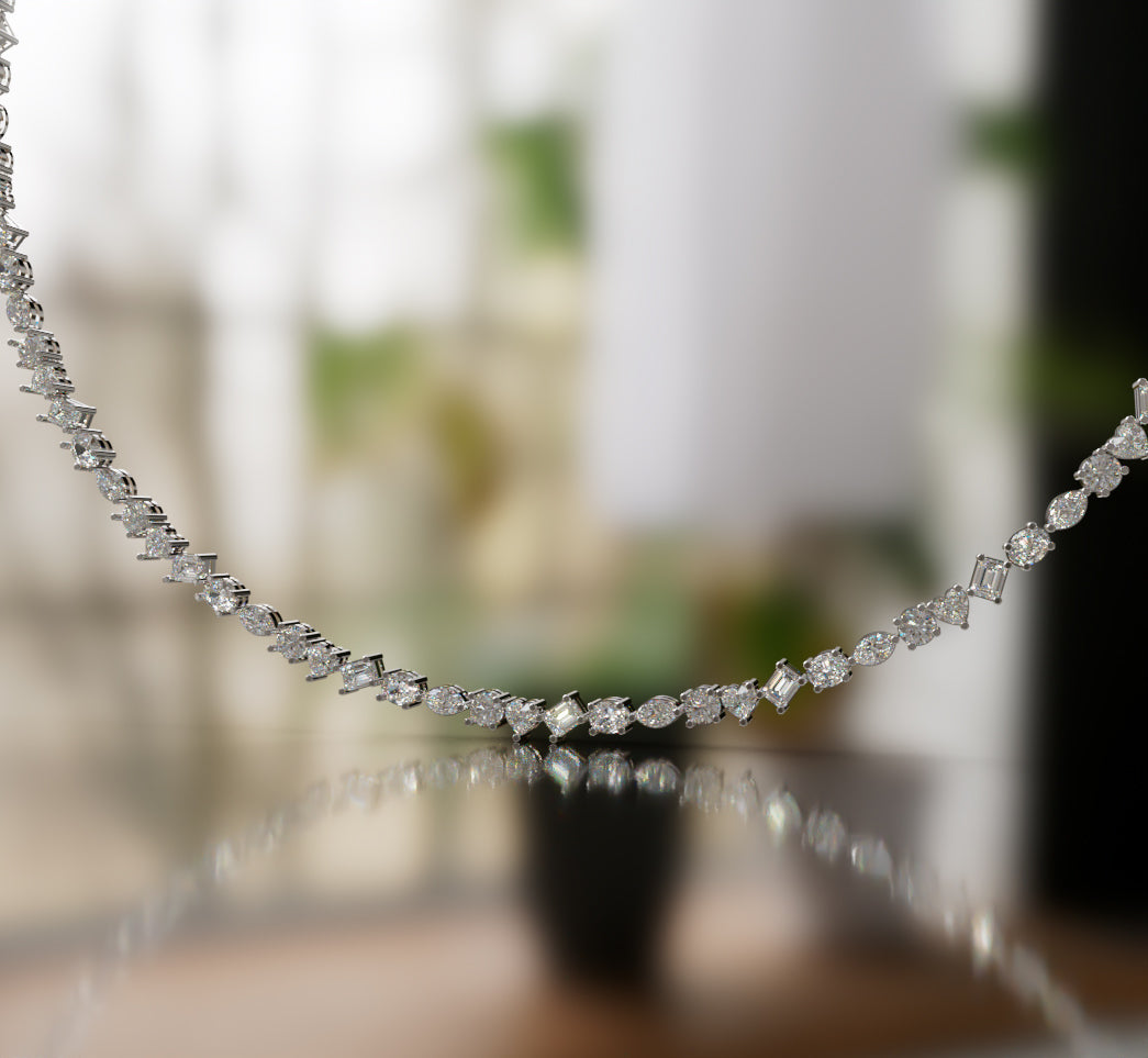 Mirror Fancy Shapes Diamond Necklace image 4