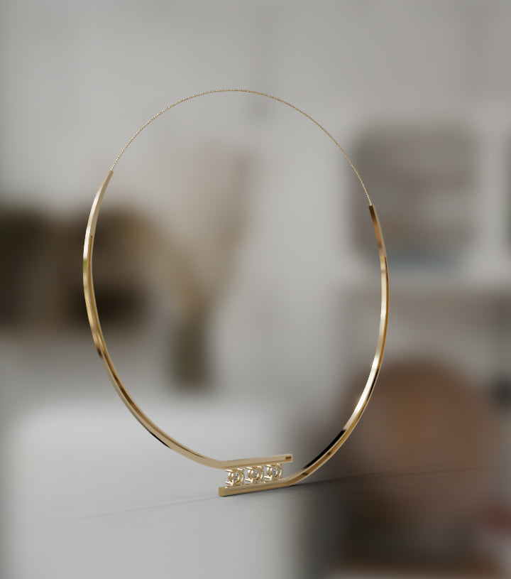 Solid 3/4 Way Satin Gold Diamond Necklace image 8