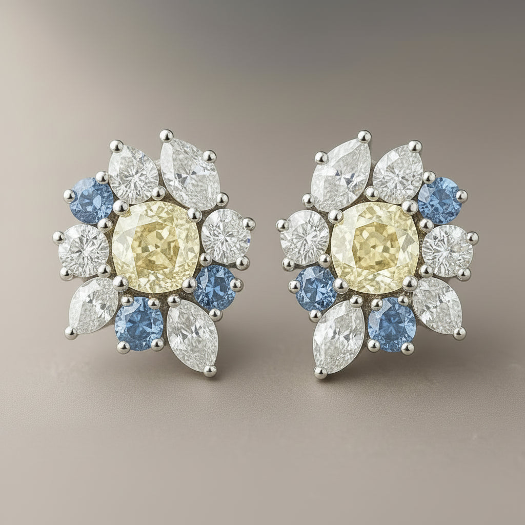 Sunlit Petal Bloom Diamond Stud Earring image 3