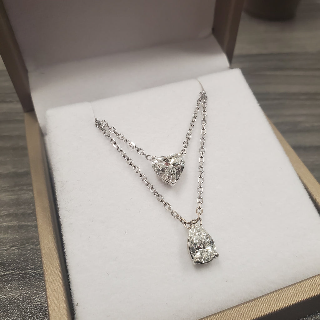 Double Row Heart & Pear Shape Diamond Necklace image 13