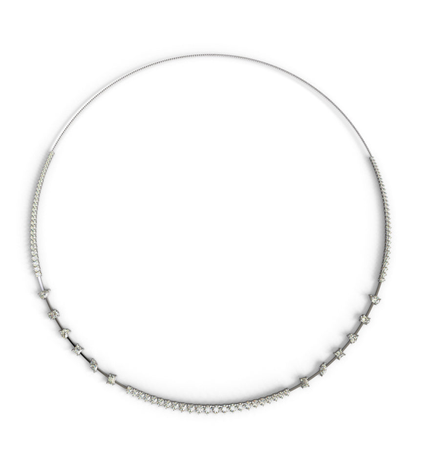 Mirror Fancy Shapes Diamond Tennis Necklace image 3