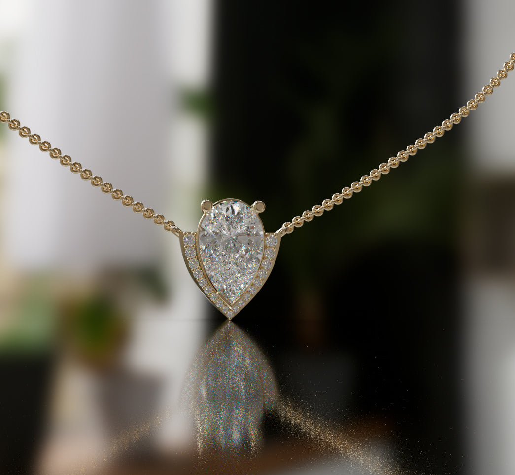 2.5ct Pear Half Halo Diamond Dangle Pendant image 10