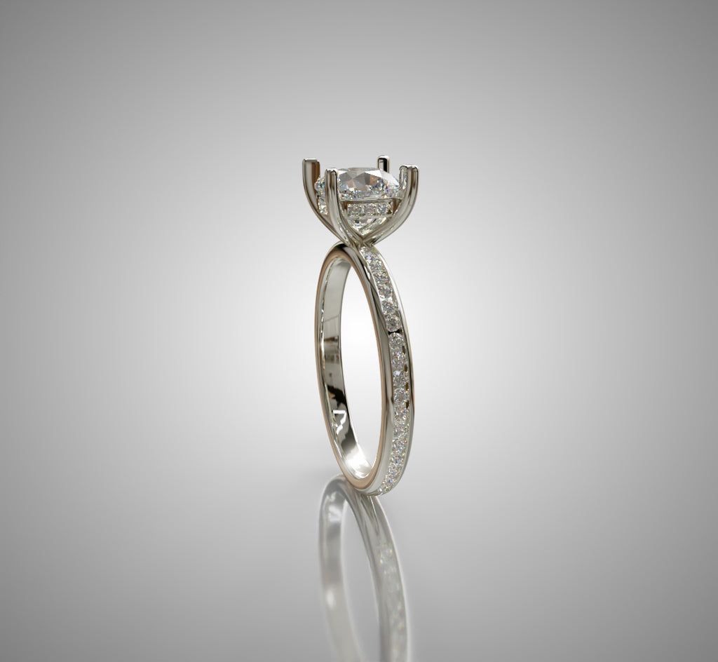 2ct Hidden Halo Cushion Center Channel Engagement Ring image 4