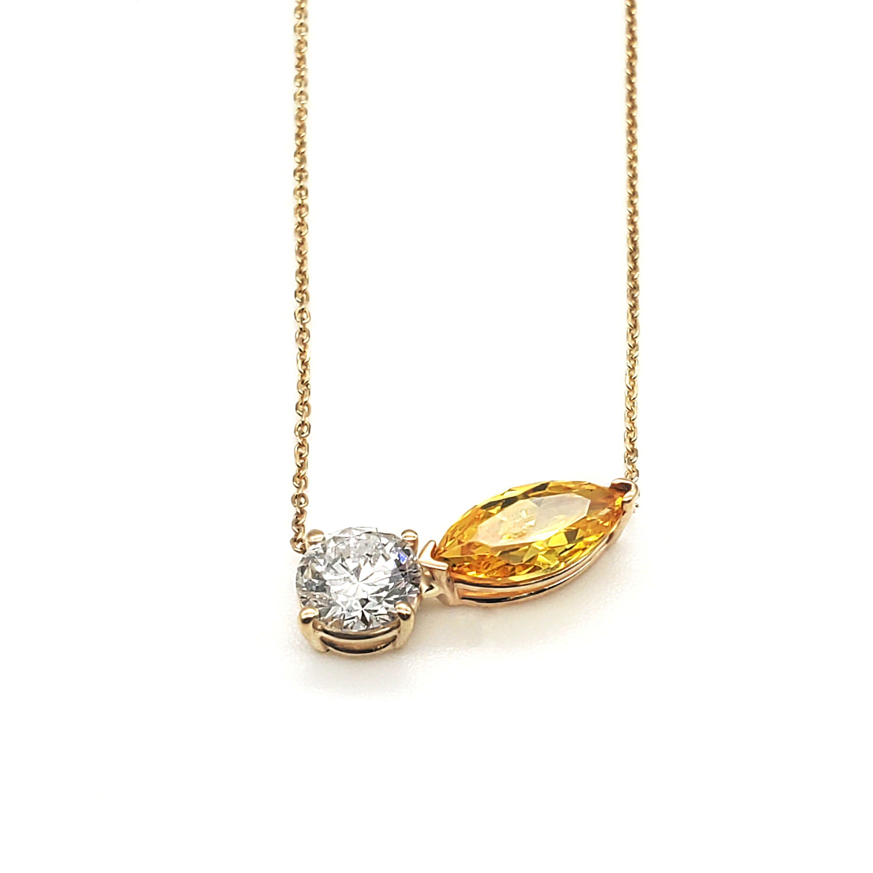 Round and Marquise Diamond Stud Pendant image 2