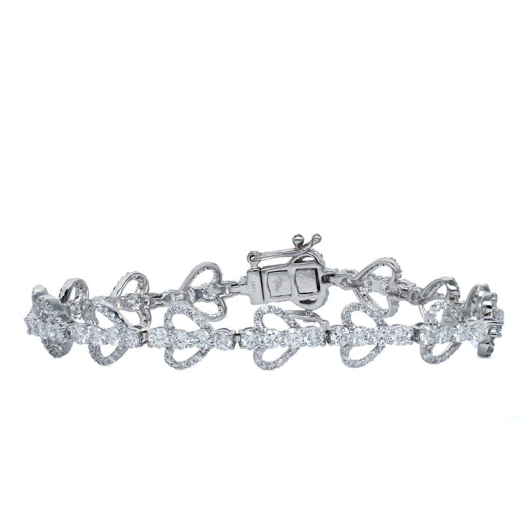 Tennis Bracelet with Diamond Heart & Round Diamond in 14kt White Gold image 1
