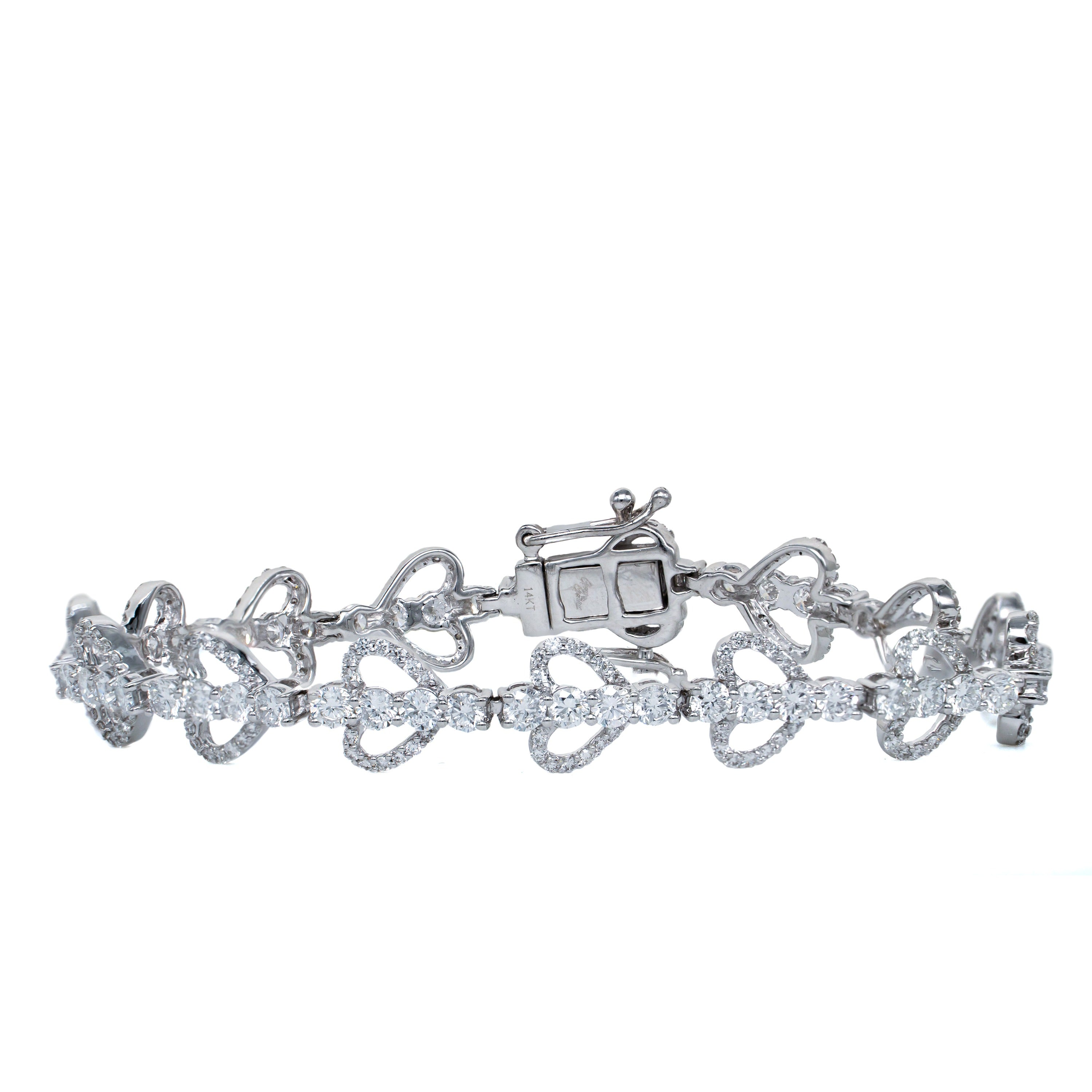 Tennis Bracelet with Diamond Heart & Round Diamond in 14kt White Gold image 1