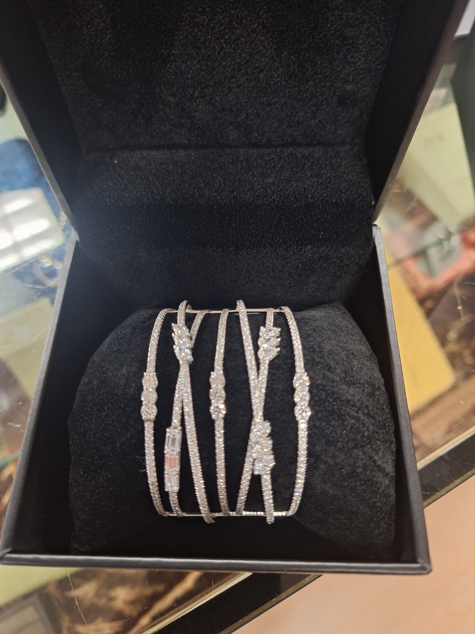 7 Rows Fancy Shapes Diamonds Cuff Bangle image 4