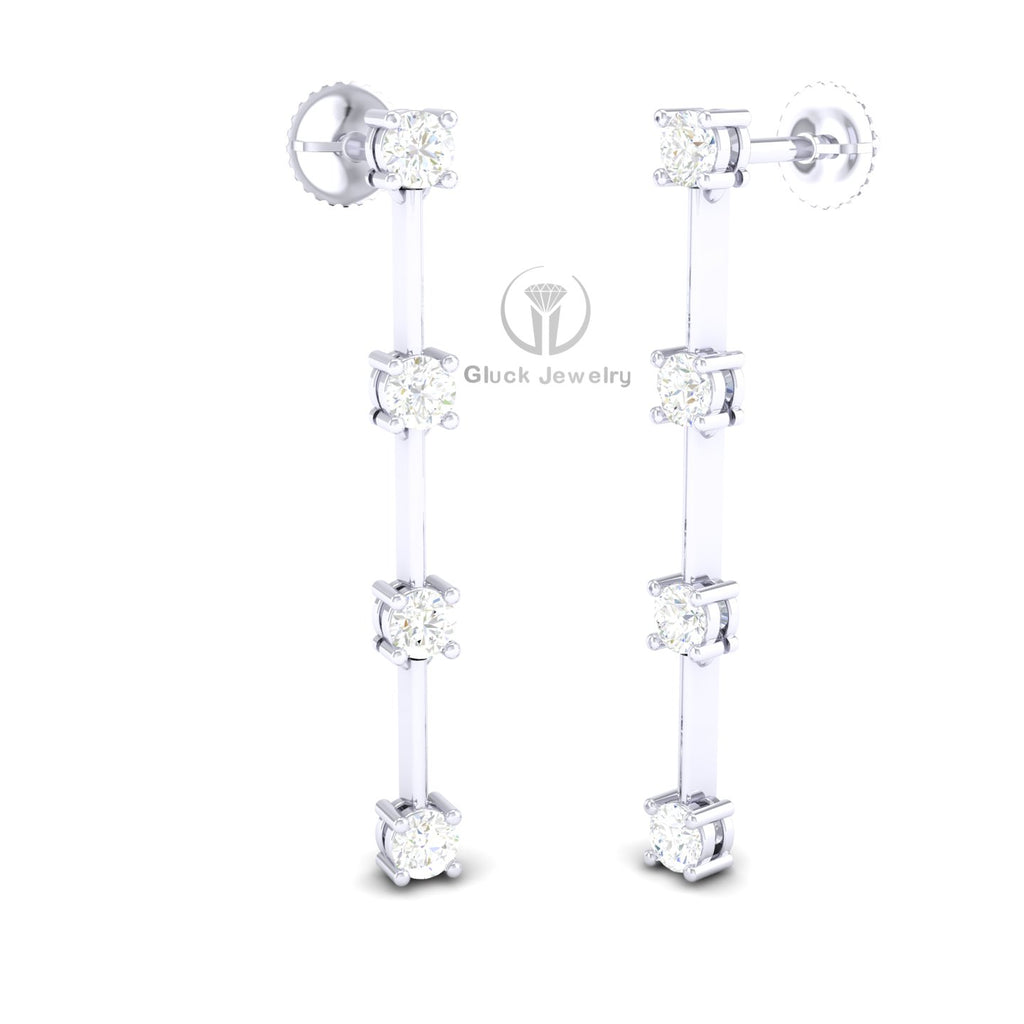 Drop Earring with Round Diamonds image 3