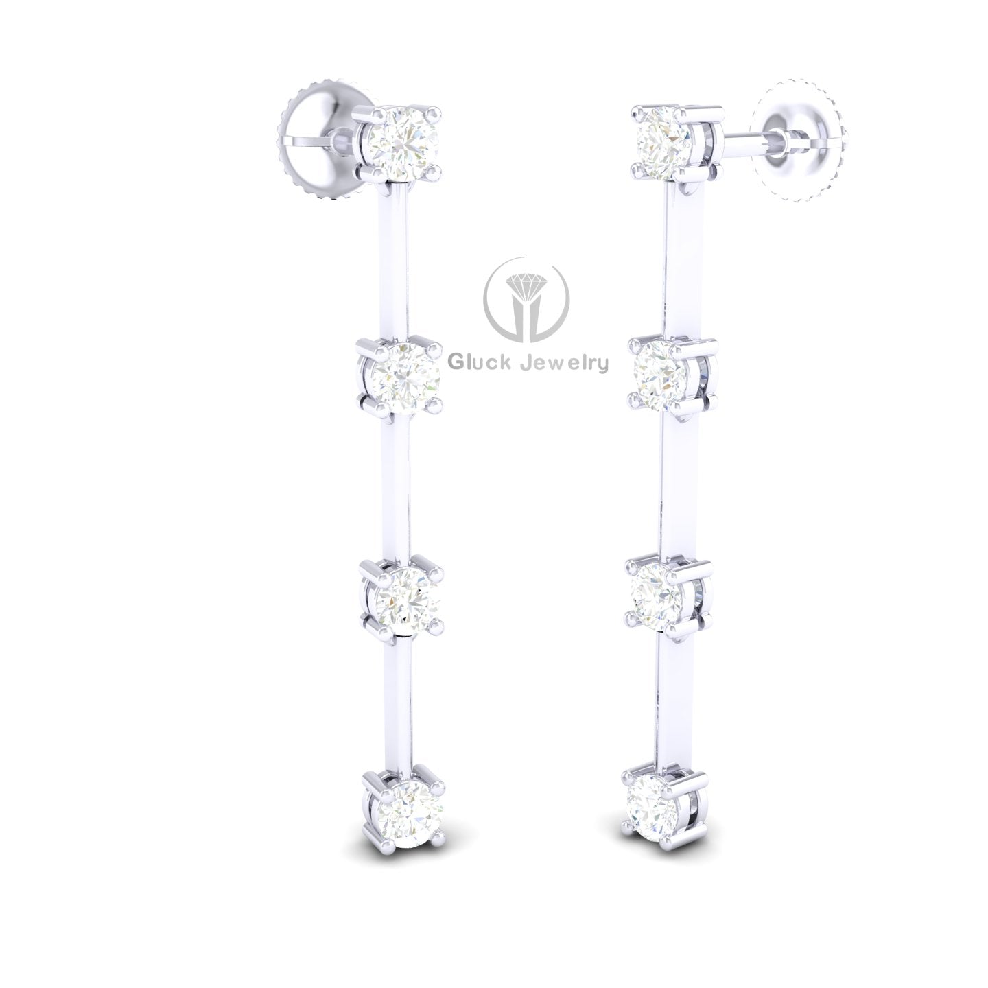 Drop Earring with Round Diamonds image 3