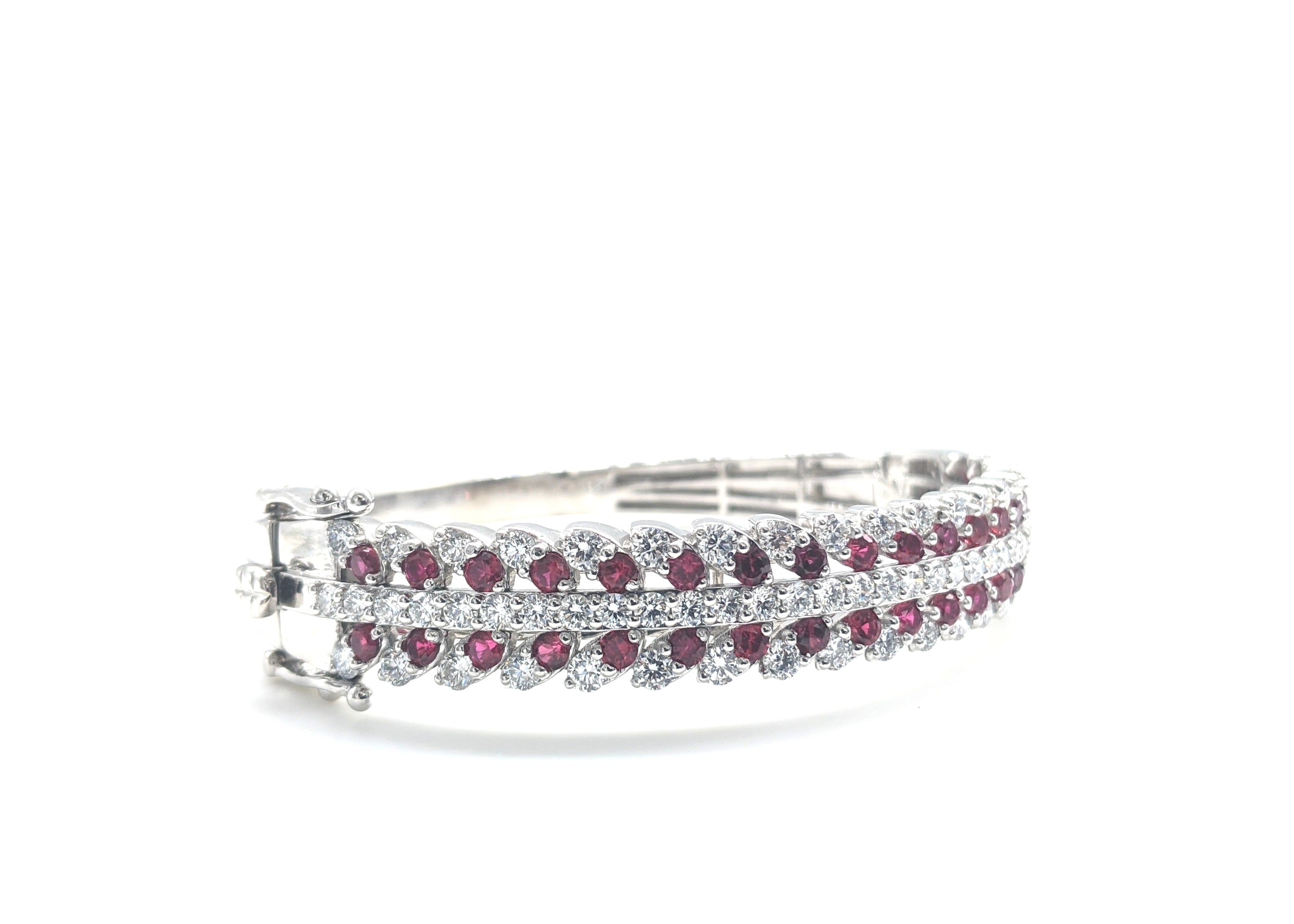 Diamond & Ruby Wave Design Bangle image 9