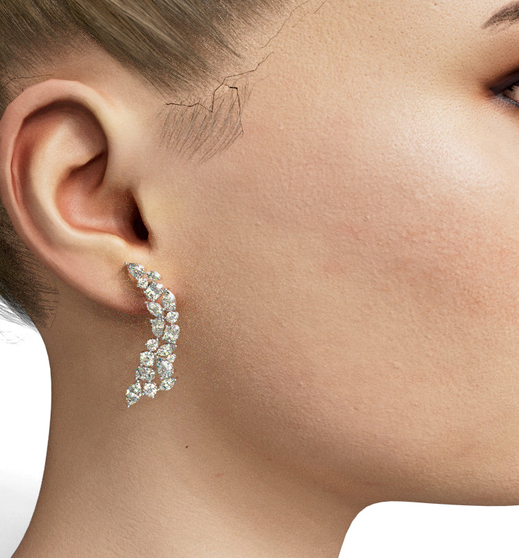 Wavy Fancy Diamond Cluster Earring image 3