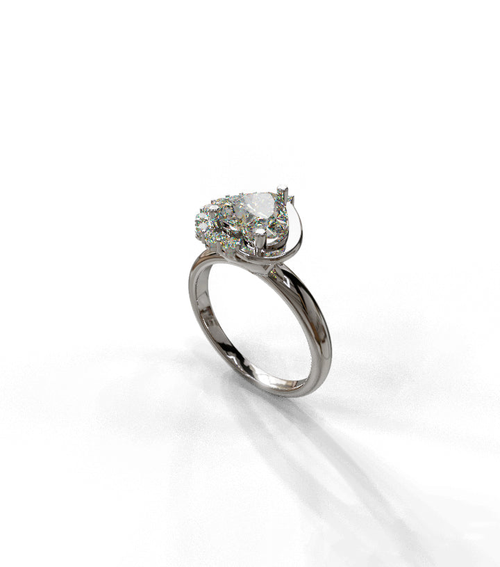 Half Halo 1.5ct Heart Shape Crown Fancy Ring image 13