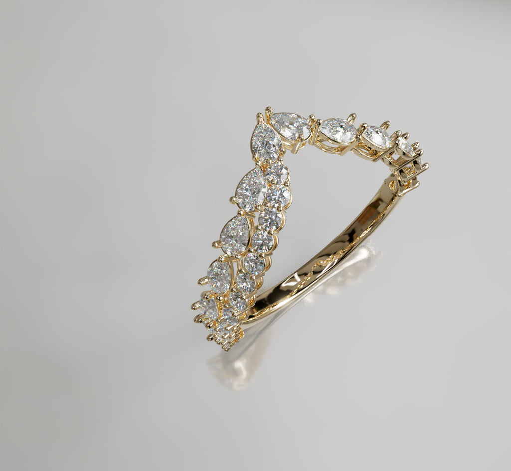 V Shape Pear Shapes and Round Diamond Ring image 14