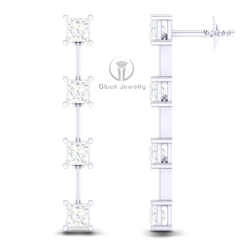 Drop Earring with Princess Diamonds image 3