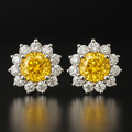 Golden Bloom Halo Diamond Stud Earring image 0