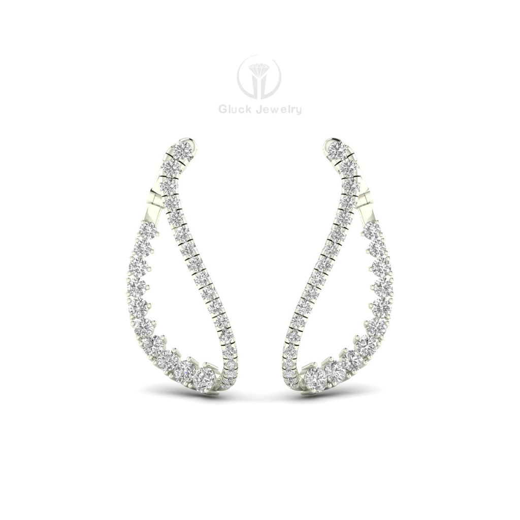 Diamond Inside & Out Drop Hoop Earrings image 1