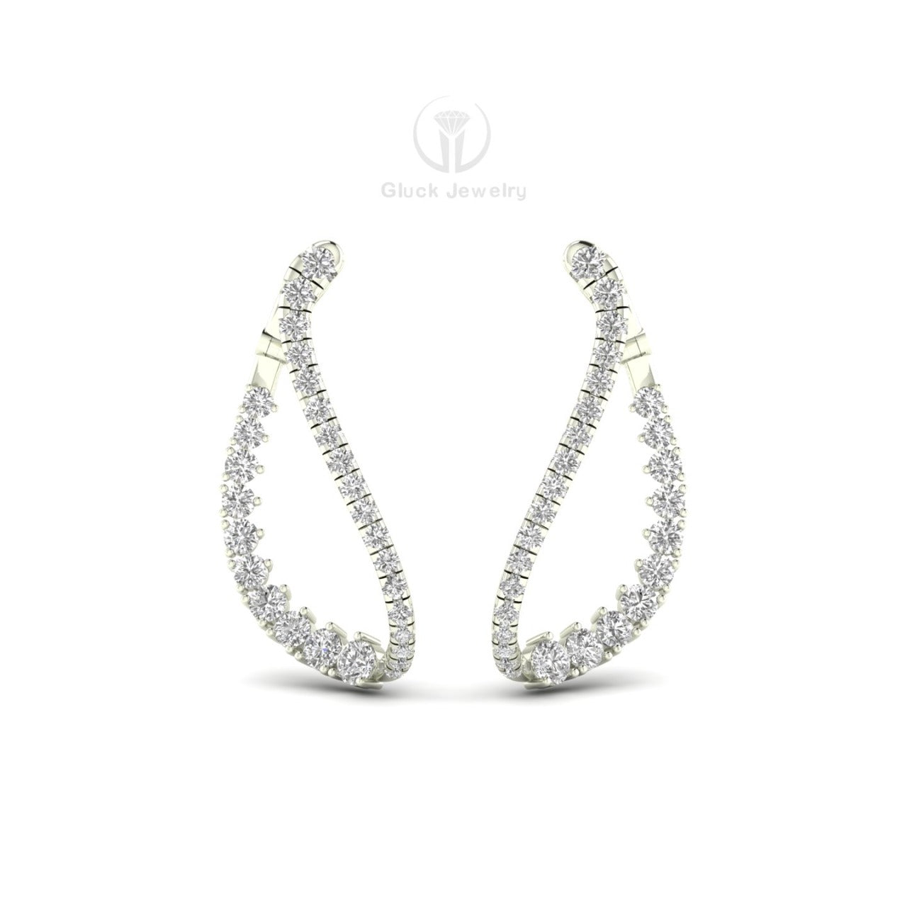 Diamond Inside & Out Drop Hoop Earrings image 1