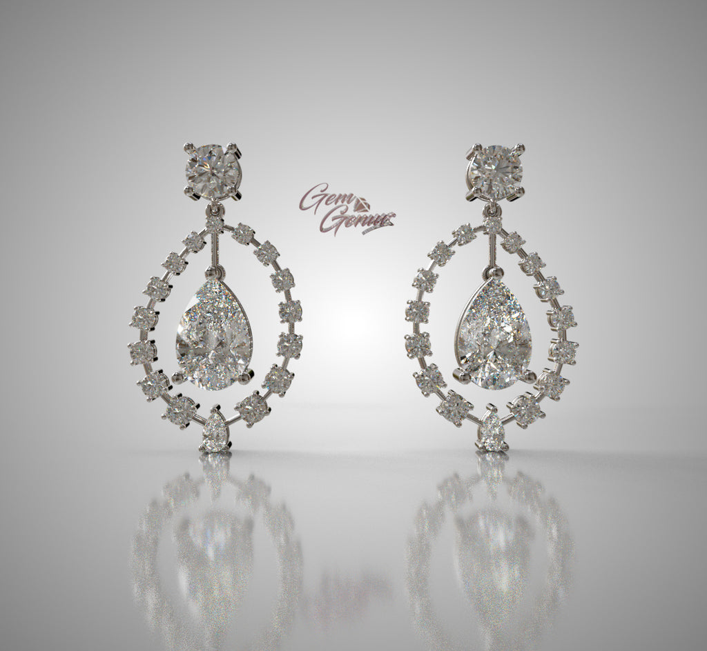 2.5ct Pear Shape and Diamond Dangle Earring image 2