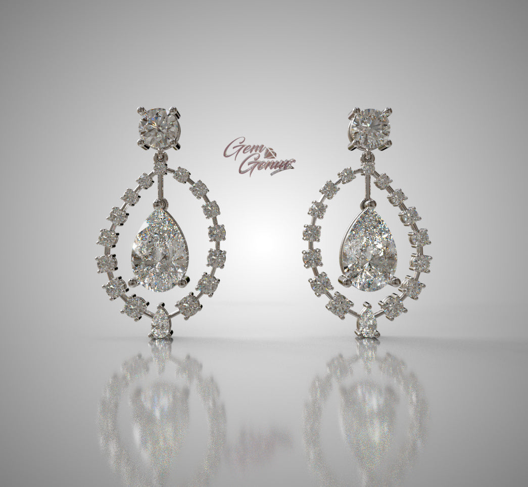 2.5ct Pear Shape and Diamond Dangle Earring image 2