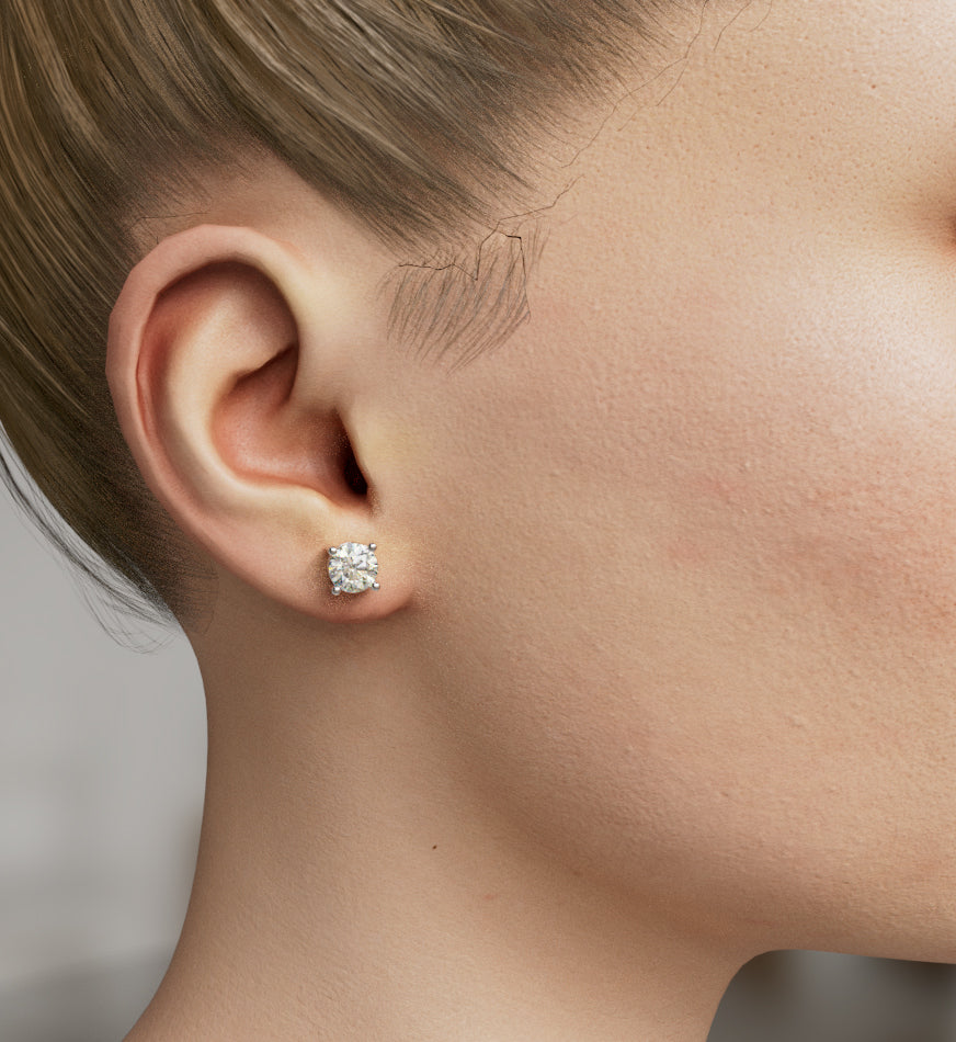 Round Diamond Stud Earring image 2