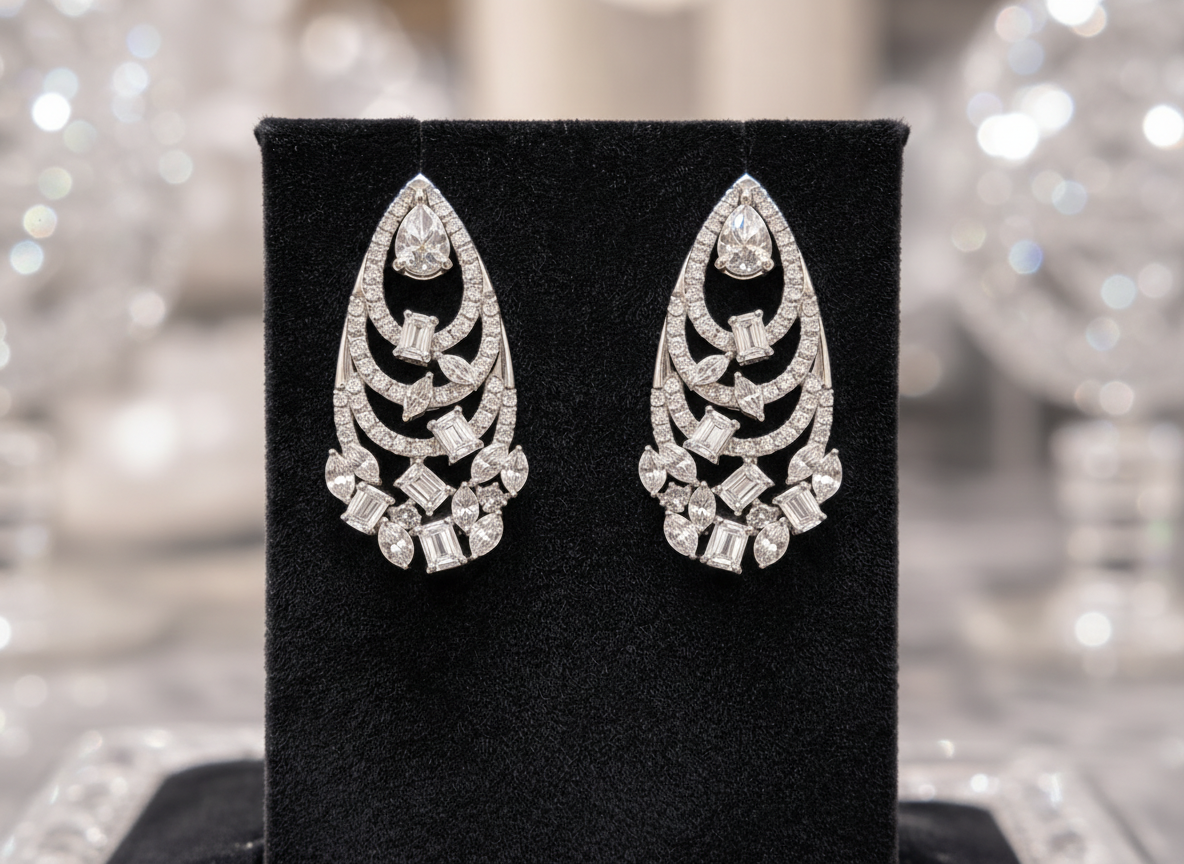 Radiant Teardrop Diamond Earrings � Art Deco Elegance image 0