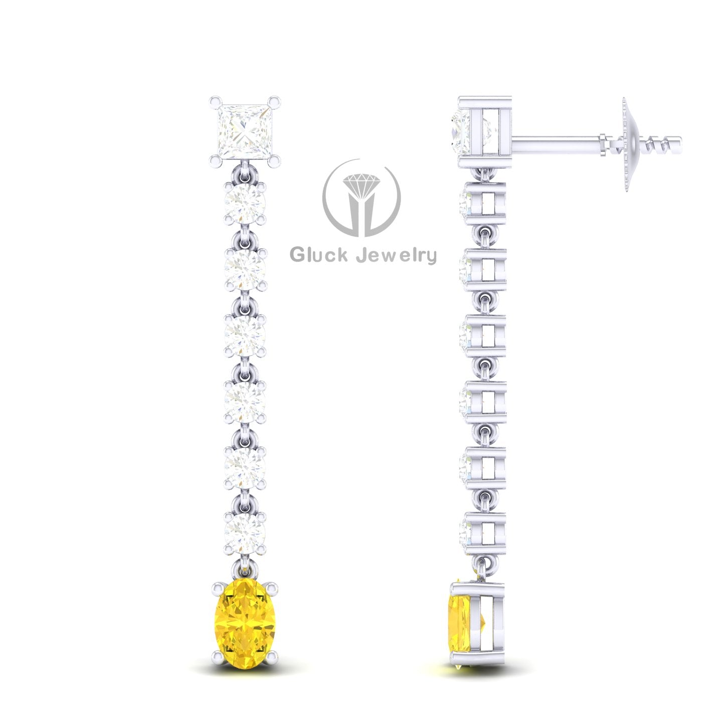Drop Earring with Yellow Sapphire image 6