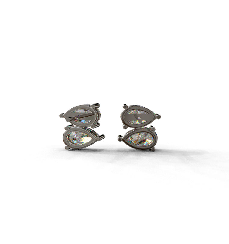 Double Pear Diamond Cluster Stud Earring image 6