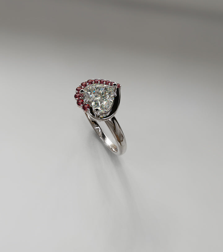 Half Halo 1.5ct Heart Shape Crown Fancy Ring image 8