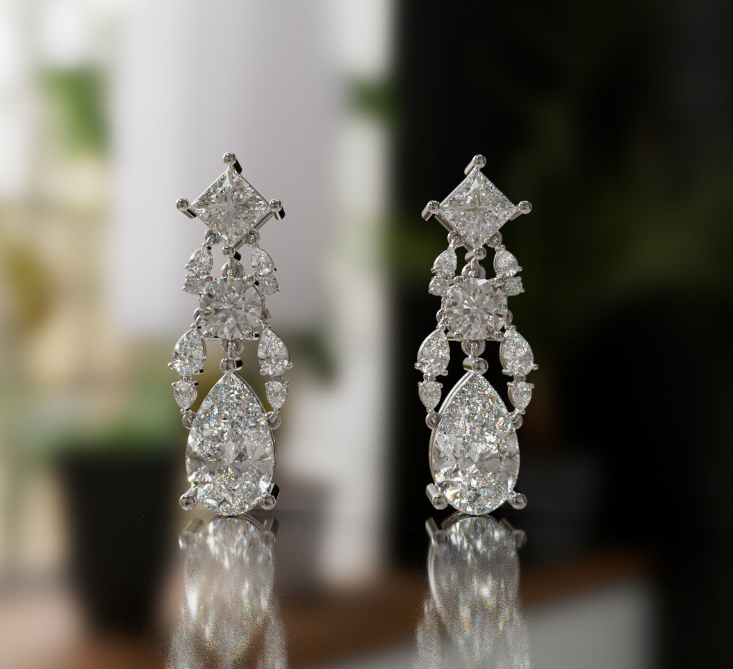 Cathedral  Fancy Shapes Diamond Dangle Earring image 2