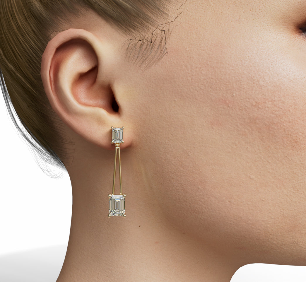 Triangle Shape Emerald  Diamond Earring image 8
