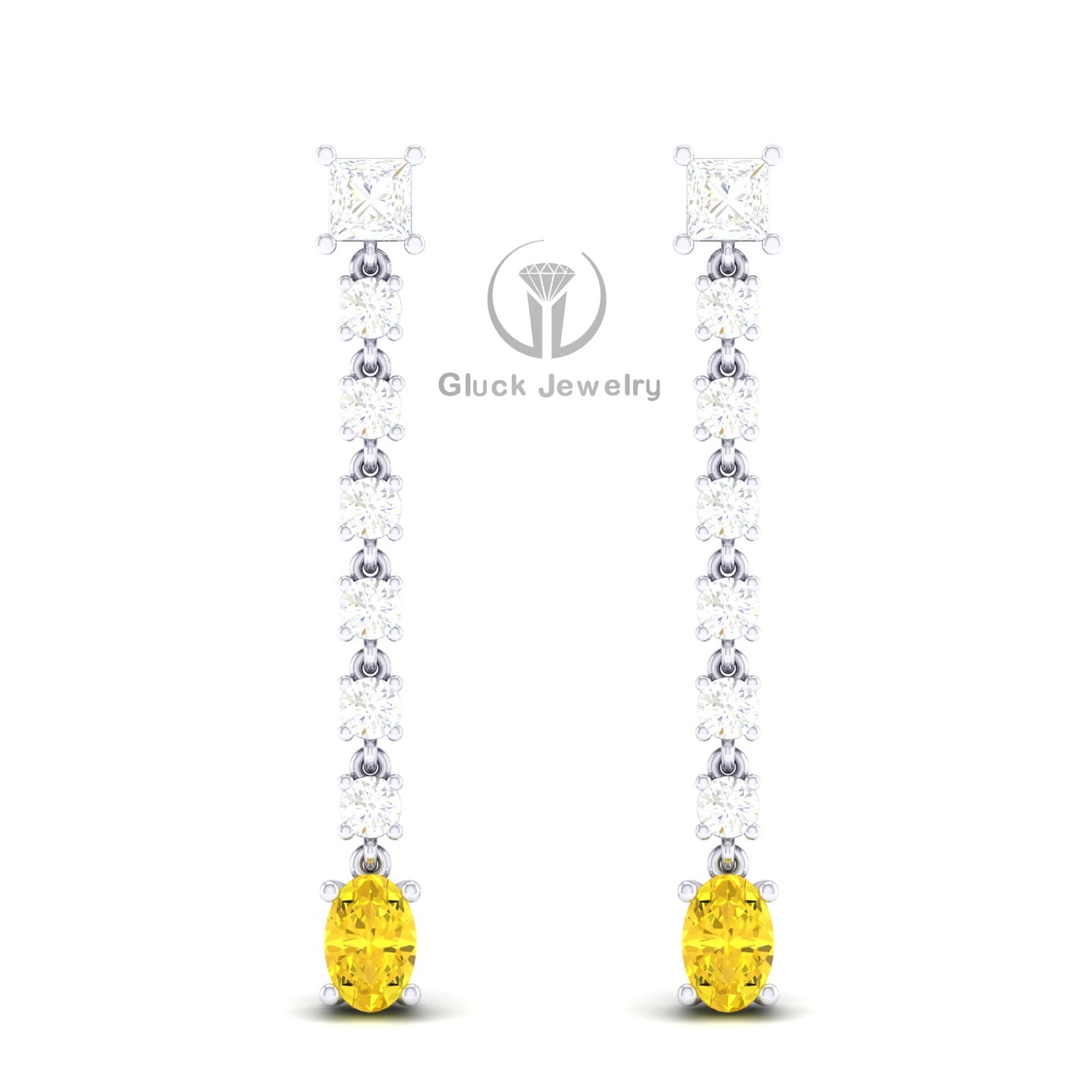 Drop Earring with Yellow Sapphire image 4