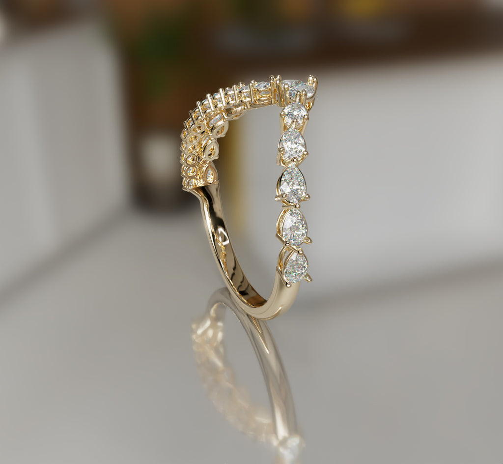 V Shape Pear Shapes and Round Diamond Ring image 11