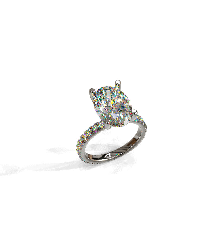 4ct Oval Cut Diamond Micro Pave Engagement Ring image 7