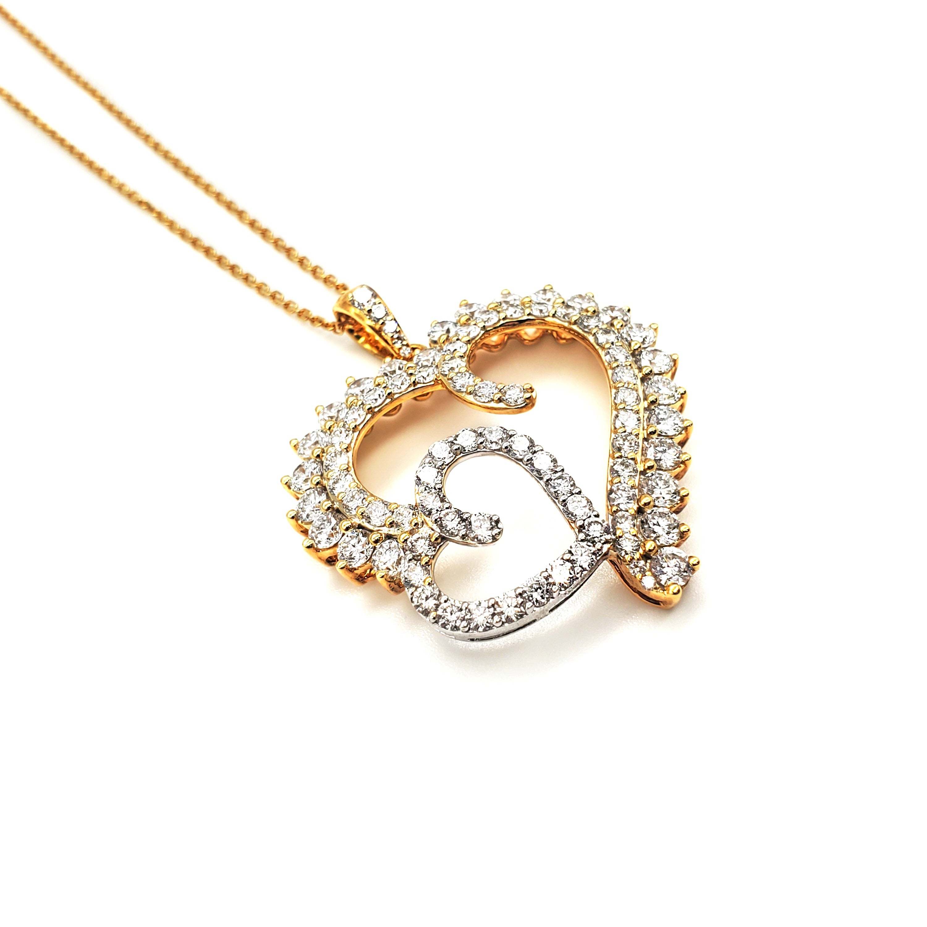 Two Tone Diamond Heart Pendant image 1