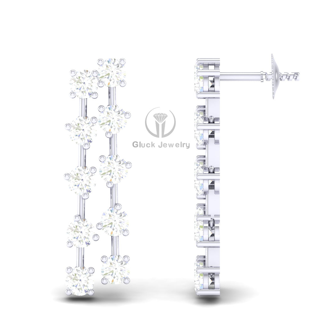 Double Row Diamond Dangle Earring image 3