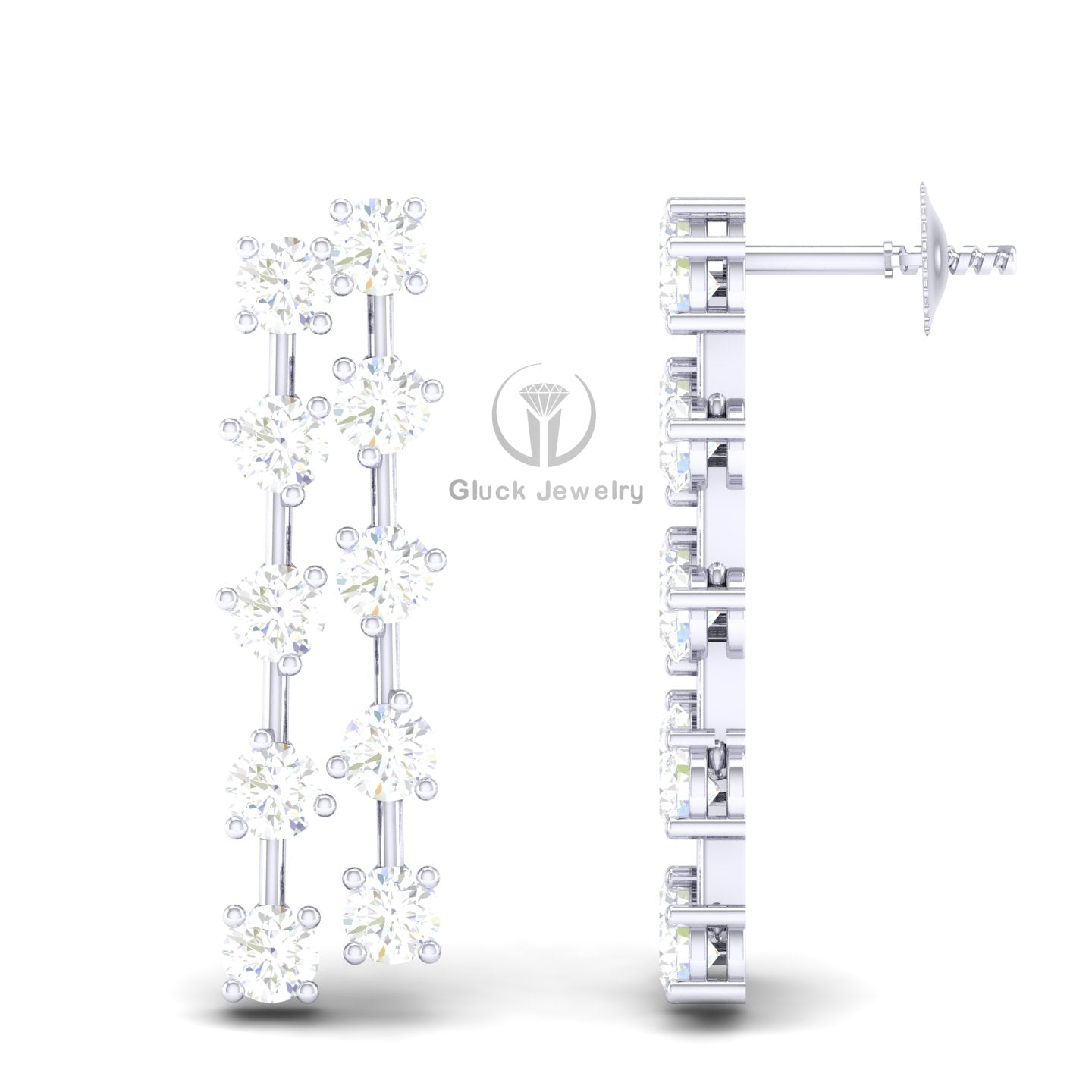 Double Row Diamond Dangle Earring image 3