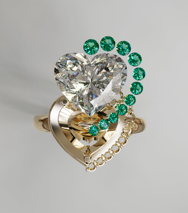 Half Halo 1.5ct Heart Shape Crown Fancy Ring image 11