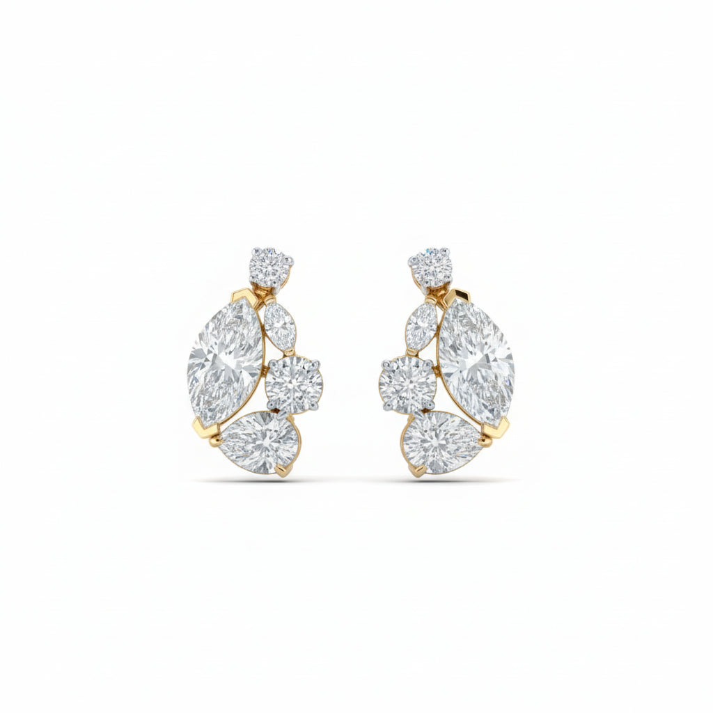Aurora Cluster Fancy Diamond Earrings image 2