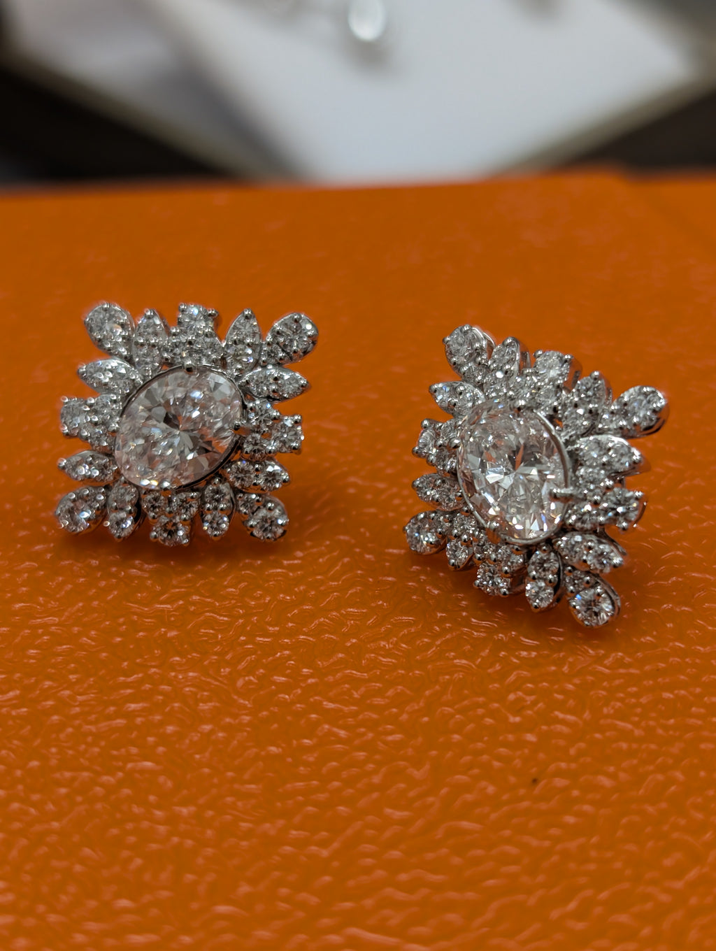 Oval Center Cluster Floral Stud Earring image 8